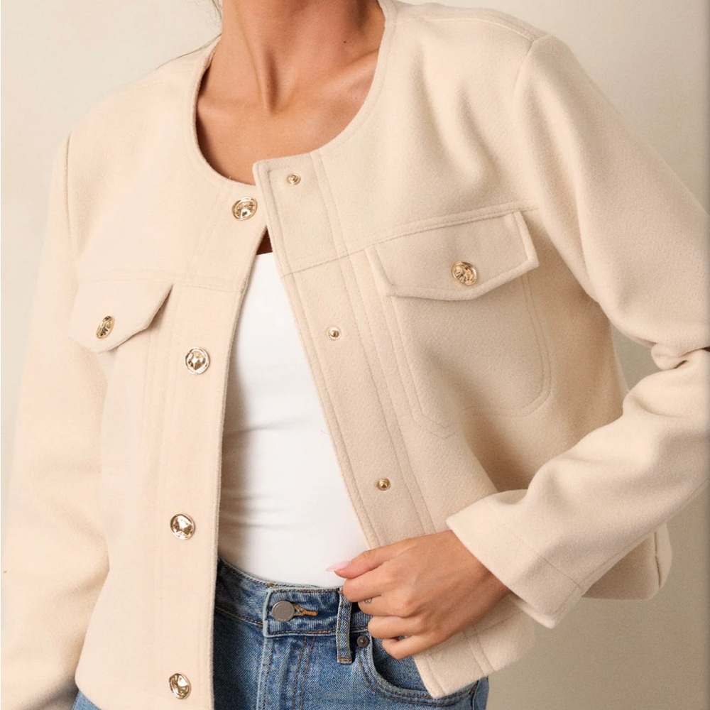 Cream Button-Up Women's Jacket